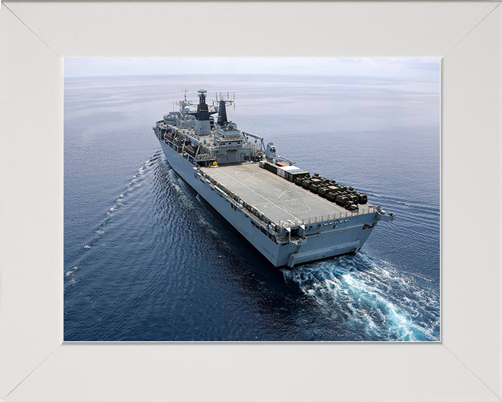 HMS Albion (L14) Royal Navy Albion Class Amphibious Ship High Starboard Quarter View Photo Print Wall Art Naval Decor Posters, Prints, & Visual Artwork Hampshire Prints 10 x 8 White Frame No