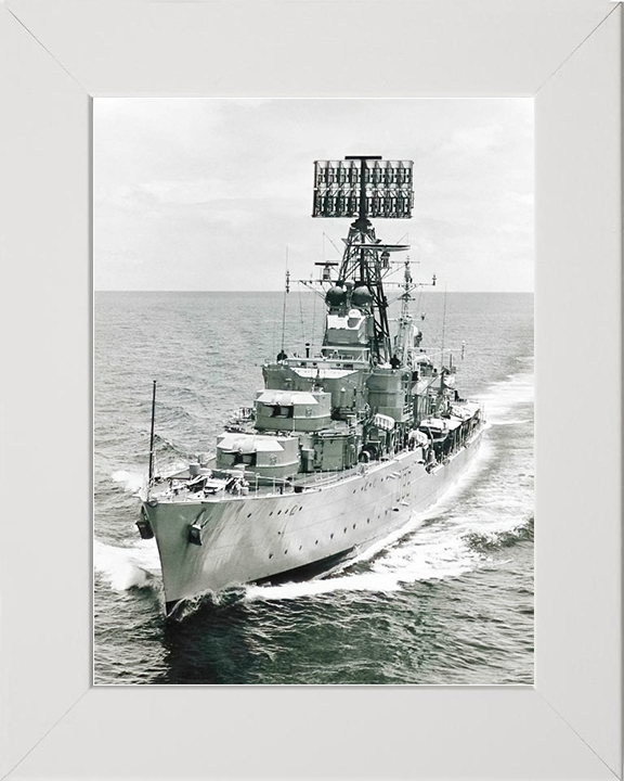 HMS Agincourt (D86) Royal Navy Battle Class Destroyer Photo Print Port Bow View Warship Wall Art Posters, Prints, & Visual Artwork Hampshire Prints 10 x 8 White Frame No