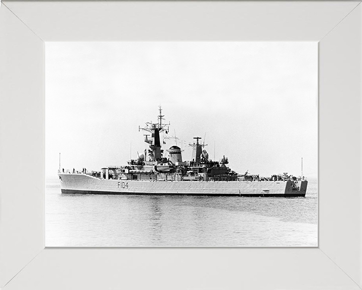 HMS Dido (F104) Royal Navy Leander Class Frigate Low Port Side View Photo Print Wall Art Decor Posters, Prints, & Visual Artwork Hampshire Prints 10 x 8 White Frame No