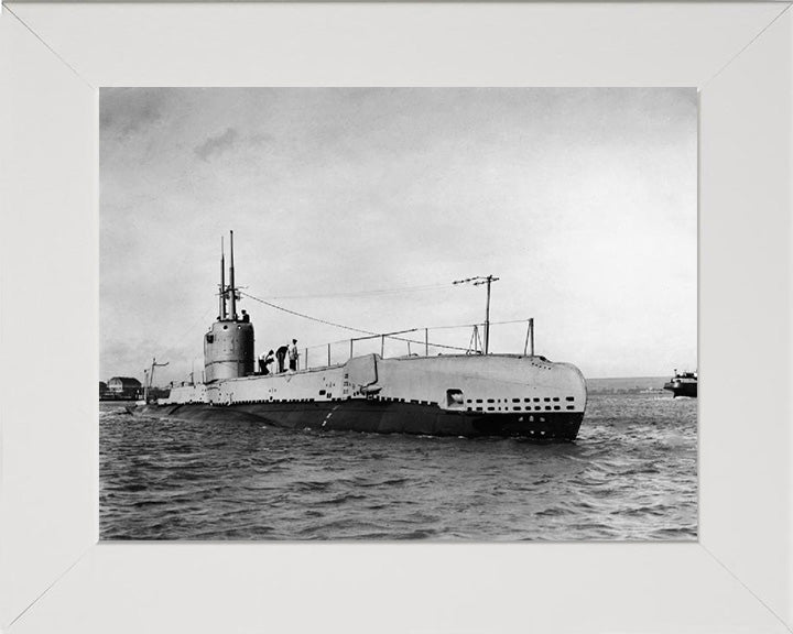 HMS Seahorse (98S) Photo Print - Starboard View - Royal Navy S Class Submarine Hampshire Prints 10 x 8 White Frame No