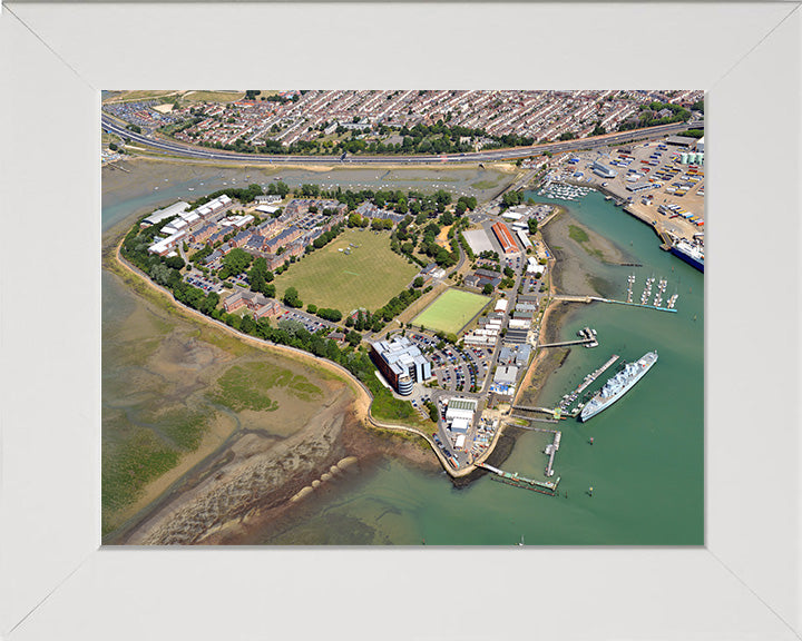 HMS Excellent Royal Navy shore establishment Aerial Photo Print or Framed Photo Print - Hampshire Prints