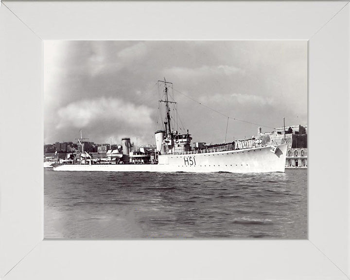 HMS Scout (H51) Photo Print - Underway - Royal Navy S Class Destroyer Hampshire Prints 10 x 8 White Frame No