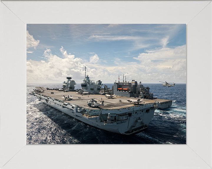 HMS Prince of Wales (R09) Photo Print - RAS Aug 2025 - Royal Navy Queen Elizabeth Class Aircraft Carrier Hampshire Prints 10 x 8 White Frame No