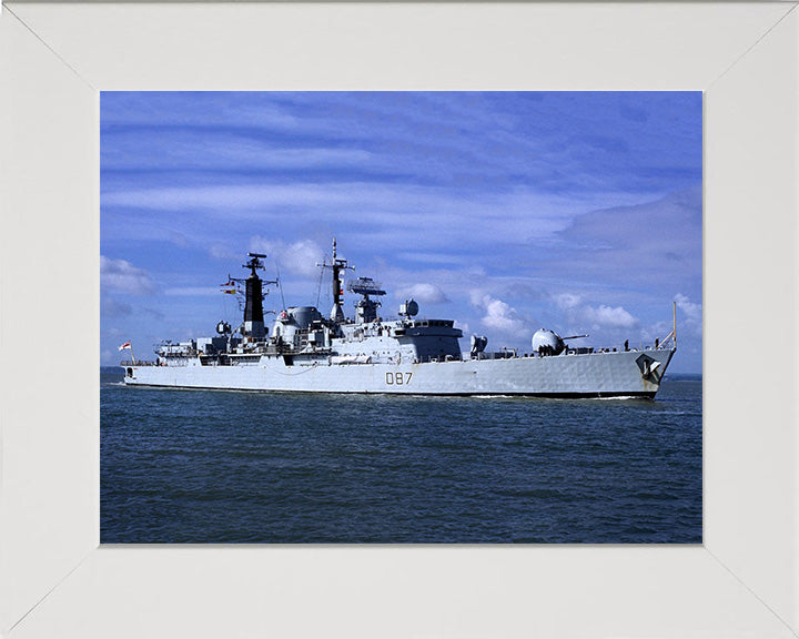 HMS Newcastle (D87) Photo Print - Entering Harbour - Royal Navy Type 42 Destroyer Hampshire Prints 10 x 8 White Frame No