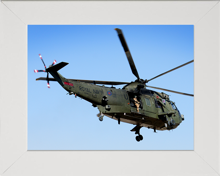 Sea King Mark 7 Jungle Jim Helicopter Helmand 2009 Photo Print - Royal Navy Aircraft Posters, Prints, & Visual Artwork Hampshire Prints 10 x 8 White Frame No