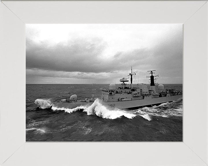 HMS Liverpool (D92) Photo Print - Port Side View - Royal Navy Type 42 Destroyer Hampshire Prints 10 x 8 White Frame No