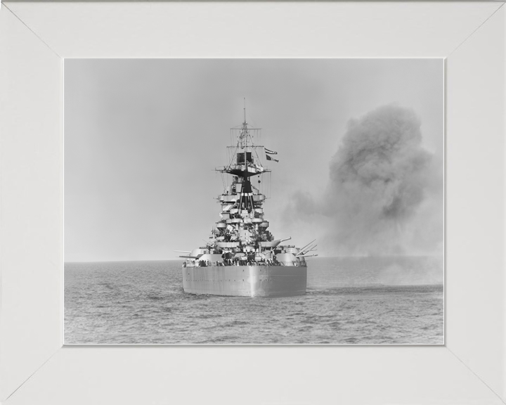 HMS Rodney (29) Royal Navy Nelson Class Battleship Normandy 1944 Photo Print Wall Art Poster Posters, Prints, & Visual Artwork Hampshire Prints 10 x 8 White Frame No