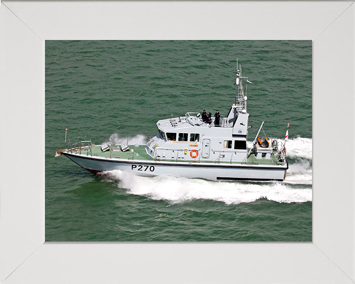 HMS Biter (P270) Photo Print - Port Side View 2017 - Royal Navy Archer Class P2000 Patrol Vessel Posters, Prints, & Visual Artwork Hampshire Prints 10 x 8 White Frame No