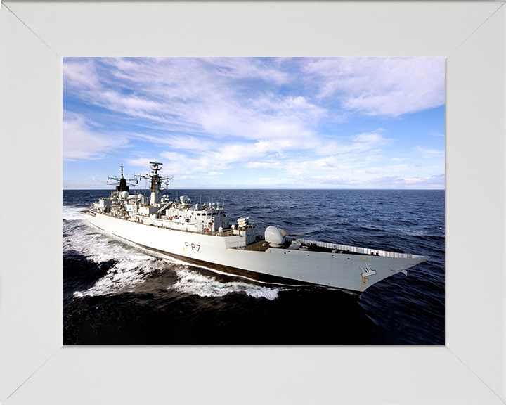 HMS Chatham (F87) Photo Print - Mediterranean 2010 - Royal Navy Type 22 Frigate Hampshire Prints 10 x 8 White Frame No