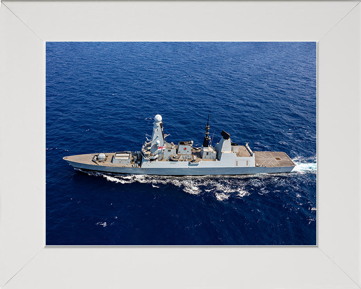 HMS Duncan (D37) Royal Navy Type 45 Destroyer Underway From Above Photo Print Wall Art Decor Posters, Prints, & Visual Artwork Hampshire Prints 10 x 8 White Frame No