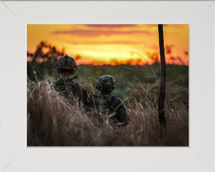Royal Marine Commandos at sunset Photo Print - 40 Commando Hampshire Prints 10 x 8 White Frame No