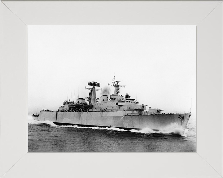 HMS Devonshire (D02) Photo Print - Underway 1963 - Royal Navy County Class Destroyer Posters, Prints, & Visual Artwork Hampshire Prints 10 x 8 White Frame No