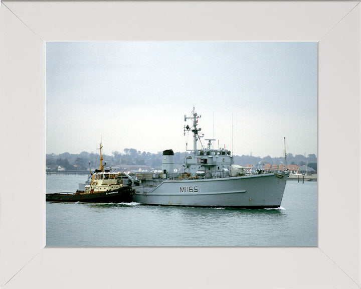 HMS Maxton (M1165) Photo Print - Entering Harbour - Royal Navy Ton Class Minesweeper Hampshire Prints 10 x 8 White Frame No