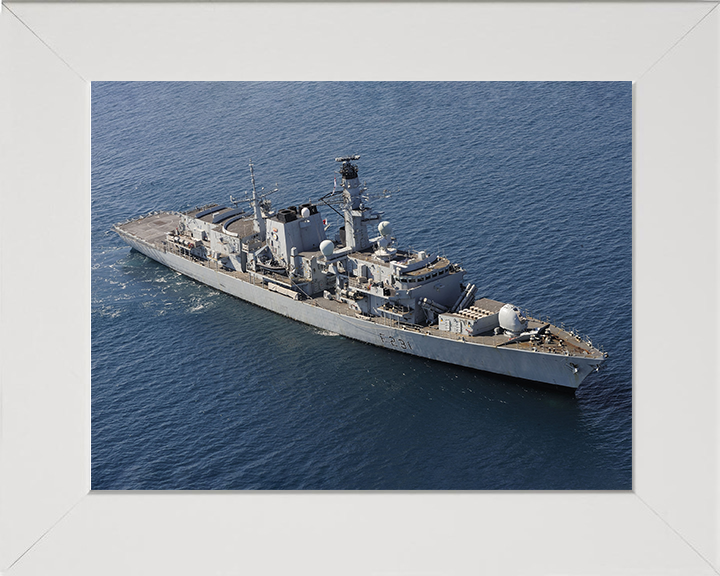 HMS Argyll (F231) Photo Print - Starboard View 2004 - Royal Navy Type 23 Frigate Hampshire Prints 10 x 8 White Frame No