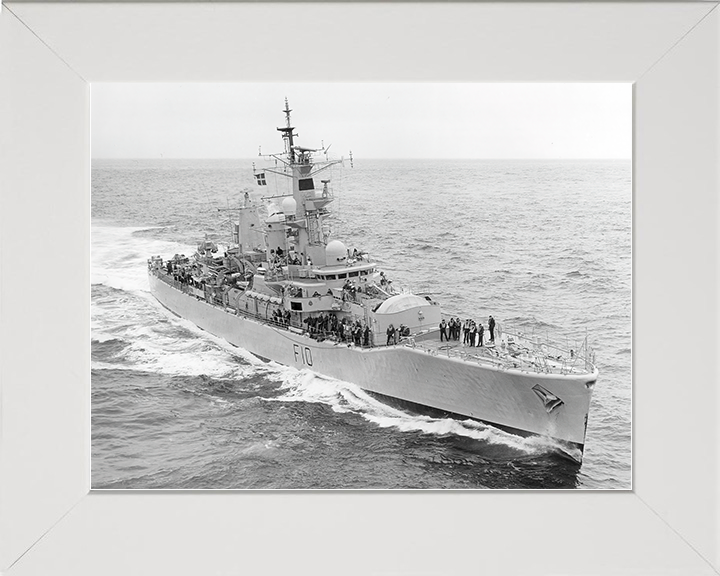 HMS Aurora (F10) Royal Navy Leander Class Frigate High Starboard Bow View Photo Print Wall Art Decor Posters, Prints, & Visual Artwork Hampshire Prints 10 x 8 White Frame No