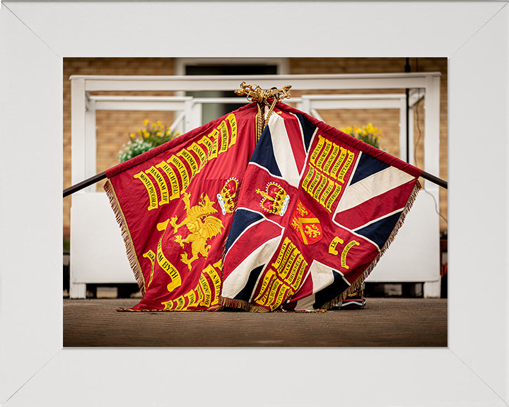 The Colours of the Welsh Guards Photo Print - British Army Hampshire Prints 10 x 8 White Frame No
