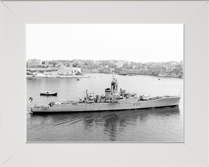 HMS Blackpool (F77) Royal Navy Whitby Class Frigate Valletta Malta Photo Print Wall Art Decor Posters, Prints, & Visual Artwork Hampshire Prints 10 x 8 White Frame No