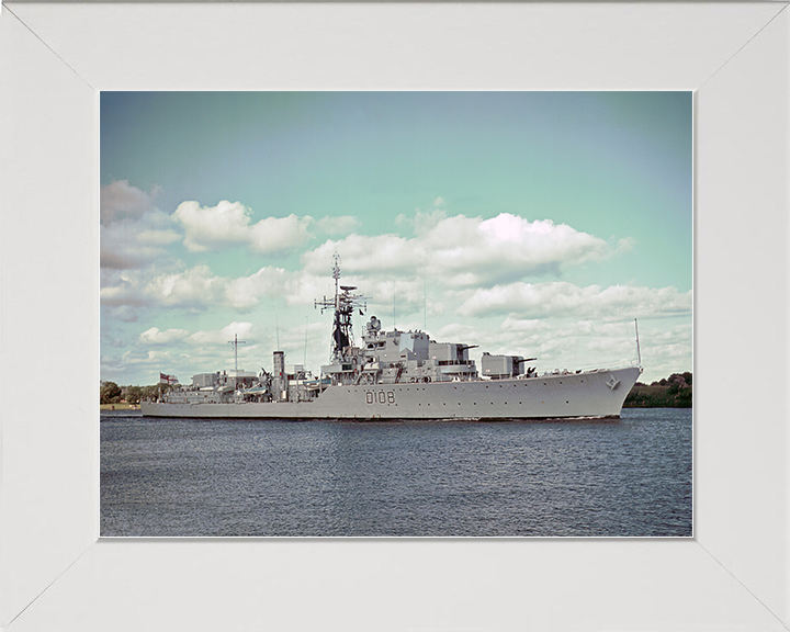 HMS Dainty (D108) Royal Navy Daring Class Destroyer Low Starboard View Photo Print Wall Art Decor Posters, Prints, & Visual Artwork Hampshire Prints 10 x 8 White Frame No