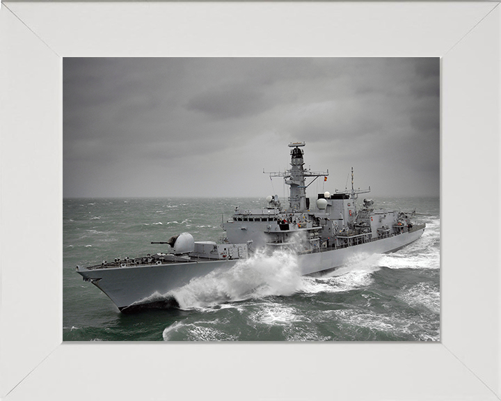 HMS Kent (F78) Photo Print - at sea 2010 - Royal Navy Type 23 Frigate Hampshire Prints 10 x 8 White Frame No