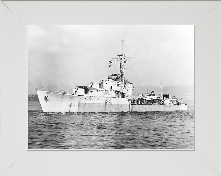 HMS Chevron (R51) Royal Navy C Class Destroyer Port Side View Photo Print Wall Art Decor Posters, Prints, & Visual Artwork Hampshire Prints 10 x 8 White Frame No