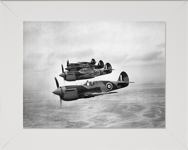 RAF Kittyhawk Mark Is in Formation Photo Print - Royal Air Force Aircraft Hampshire Prints 10 x 8 White Frame No