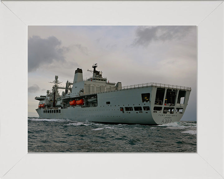 RFA Fort Victoria (A387) Photo Print - Port Quarter View - Royal Fleet Auxiliary Fort Class Tanker Hampshire Prints 10 x 8 White Frame No