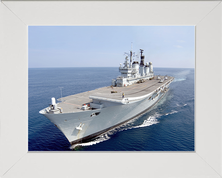 HMS Ark Royal (R07) Royal Navy Invincible Class Aircraft Carrier Underway Photo Print Wall Art Decor Posters, Prints, & Visual Artwork Hampshire Prints 10 x 8 White Frame No