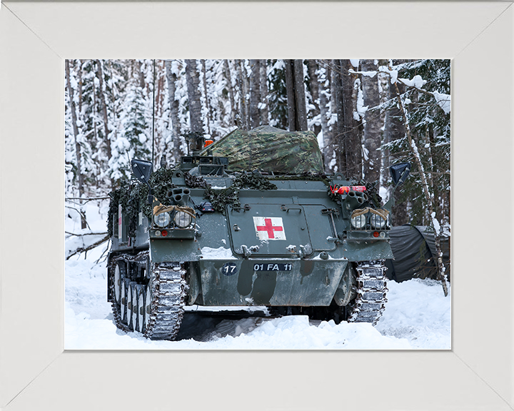 British Army Battlefield Ambulance in the Snow Photo Print Wall Art Military Vehicle Decor Poster Posters, Prints, & Visual Artwork Hampshire Prints 10 x 8 White Frame No