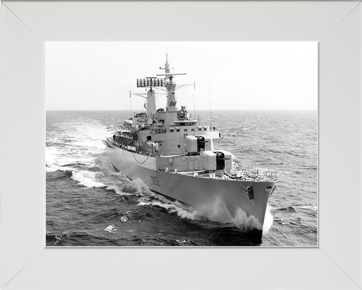 HMS Devonshire (D02) Royal Navy County Class Destroyer Starboard Bow View Photo Print Wall Art Decor Posters, Prints, & Visual Artwork Hampshire Prints 10 x 8 White Frame No