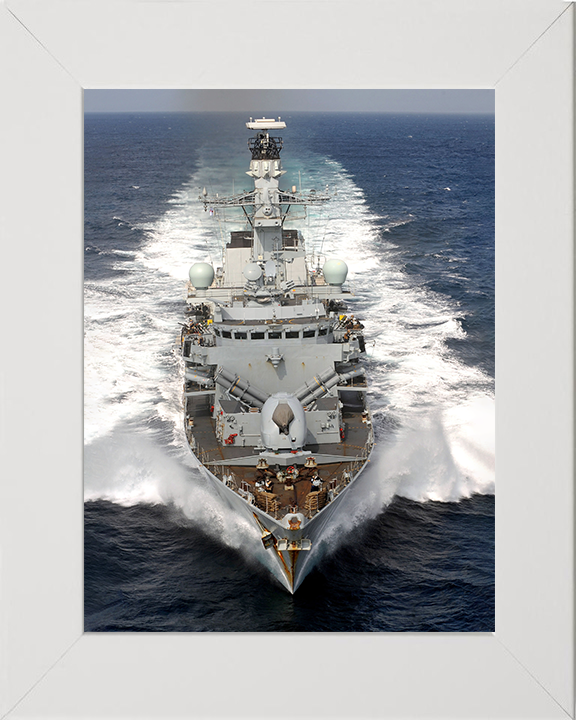 HMS Portland (F79) Photo Print - Bow View 2008 - Royal Navy Type 23 Frigate Hampshire Prints 10 x 8 White Frame No