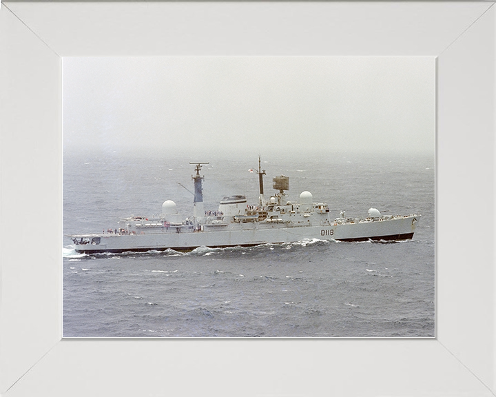 HMS Coventry (D118) Royal Navy Type 42 Destroyer At Sea 1982 Photo Print Wall Art Decor Posters, Prints, & Visual Artwork Hampshire Prints 10 x 8 White Frame No