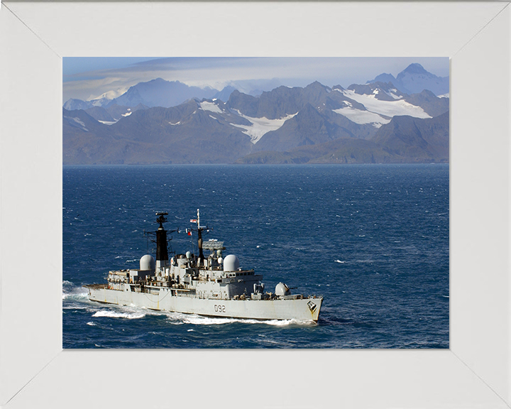 HMS Liverpool (D92) Photo Print - South Georgia 2006 - Royal Navy Type 42 Destroyer Posters, Prints, & Visual Artwork Hampshire Prints 10 x 8 White Frame No