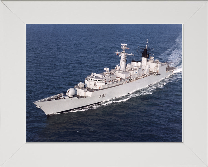 HMS Chatham (F87) Royal Navy Type 22 Frigate High Port Side View Photo Print Wall Art Decor Posters, Prints, & Visual Artwork Hampshire Prints 10 x 8 White Frame No