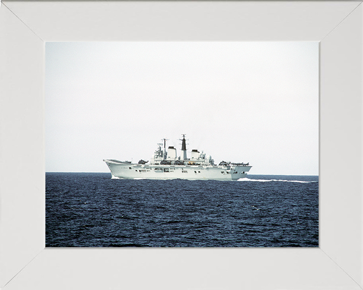 HMS Ark Royal (R07) Photo Print - At Sea 1986 - Royal Navy Invincible Class Aircraft Carrier Hampshire Prints 10 x 8 White Frame No