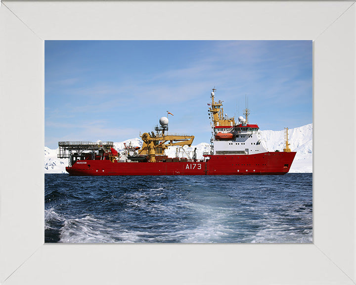 HMS Protector (A173) Photo Print - Starboard Beam - Royal Navy Ice Patrol Vessel Hampshire Prints 10 x 8 White Frame No