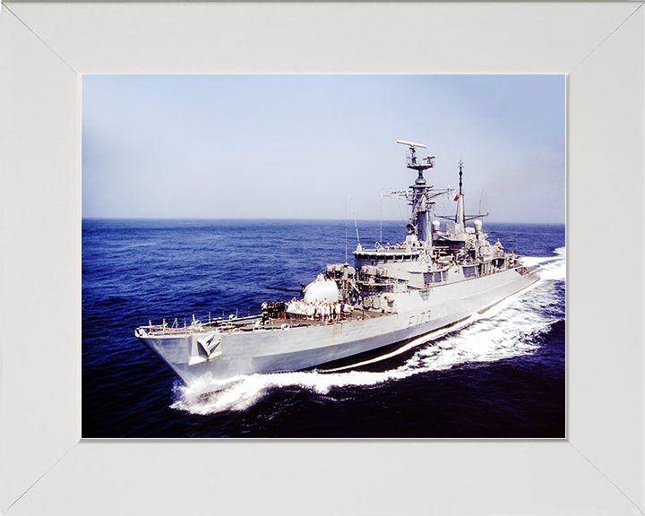 HMS Arrow (F173) Royal Navy Type 21 Frigate Underway Photo Print Wall Art Decor Posters, Prints, & Visual Artwork Hampshire Prints 10 x 8 White Frame No