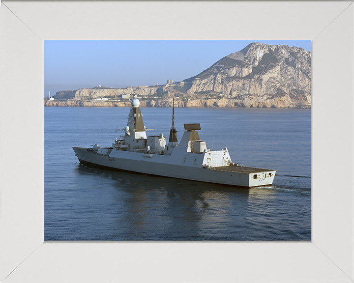 HMS Diamond (D34) Photo Print - Off Gibraltar 2012 - Royal Navy Type 45 Destroyer Posters, Prints, & Visual Artwork Hampshire Prints 10 x 8 White Frame No