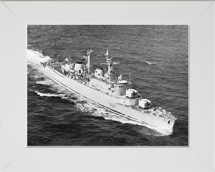 HMS Devonshire (D02) Royal Navy County Class Destroyer High Starboard Bow View Photo Print Wall Art Decor Posters, Prints, & Visual Artwork Hampshire Prints 10 x 8 White Frame No