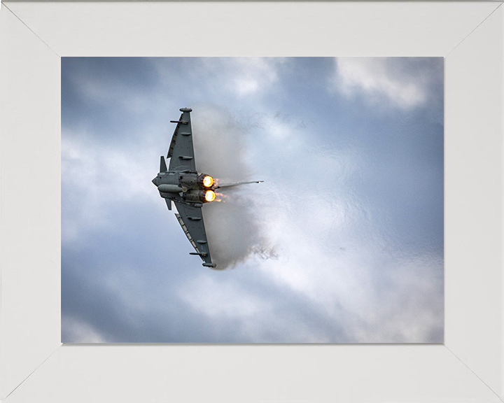 RAF Typhoon in flight Photo Print - Royal Air Force Aircraft Hampshire Prints 10 x 8 White Frame No