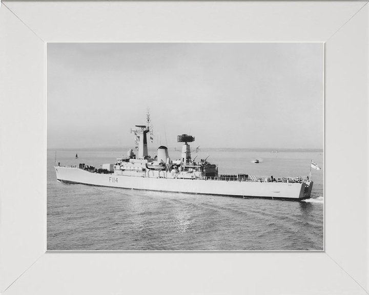 HMS Ajax (F114) Royal Navy Leander Class Frigate Photo Print Warship Wall Art Posters, Prints, & Visual Artwork Hampshire Prints 10 x 8 White Frame No