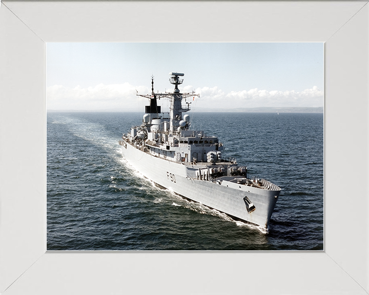 HMS Brilliant (F90) Royal Navy Type 22 Frigate High Starboard Bow View Photo Print Wall Art Decor Posters, Prints, & Visual Artwork Hampshire Prints 10 x 8 White Frame No