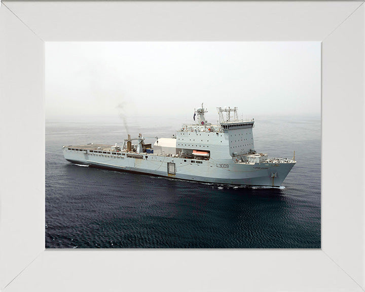 RFA Cardigan Bay (L3009) Photo Print - High Starboard Bow View - Royal Fleet Auxiliary Bay Class Dock Landing Ship Hampshire Prints 10 x 8 White Frame No