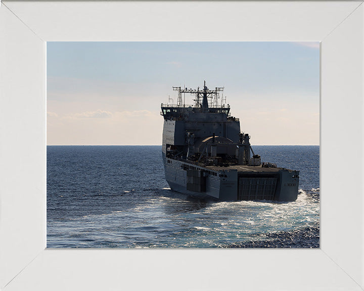 RFA Mounts Bay (L3008) Photo Print - Stern View - Royal Fleet Auxiliary Bay Class Ship Hampshire Prints 10 x 8 White Frame No
