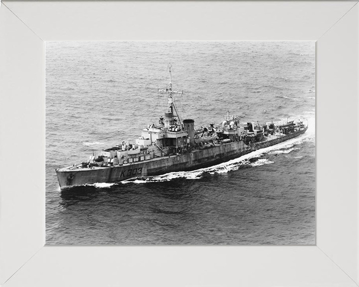 HMS Lossie (K303) Photo Print - at sea - Royal Navy River Class Frigate Posters, Prints, & Visual Artwork Hampshire Prints 10 x 8 White Frame No