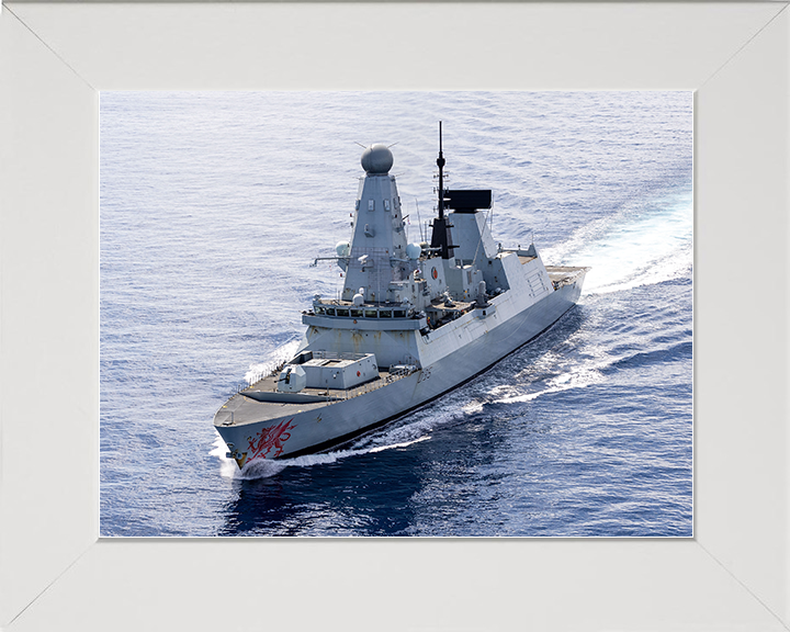 HMS Dragon (D35) Royal Navy Type 45 Destroyer at sea March 2026 Photo Print Wall Art Poster Posters, Prints, & Visual Artwork Hampshire Prints 10 x 8 White Frame No