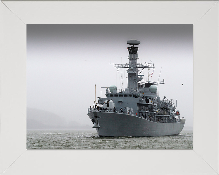 HMS Argyll (F231) Photo Print - Sails After Refit 2017 - Royal Navy Type 23 Frigate Posters, Prints, & Visual Artwork Hampshire Prints 10 x 8 White Frame No