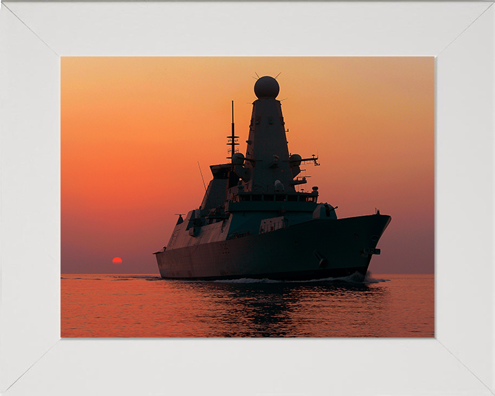 HMS Dragon (D35) Photo Print - Middle East 2013 - Royal Navy Type 45 Destroyer Hampshire Prints 10 x 8 White Frame No
