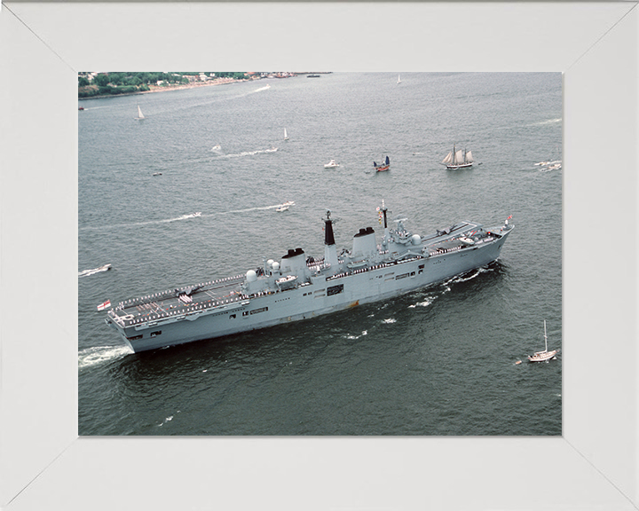 HMS Ark Royal (R07) Photo Print - New York Harbor - Royal Navy Invincible Class Aircraft Carrier Hampshire Prints 10 x 8 White Frame No