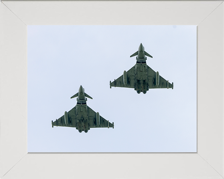 RAF Typhoons From Below Photo Print - Royal Air Force Aircraft Hampshire Prints 10 x 8 White Frame No
