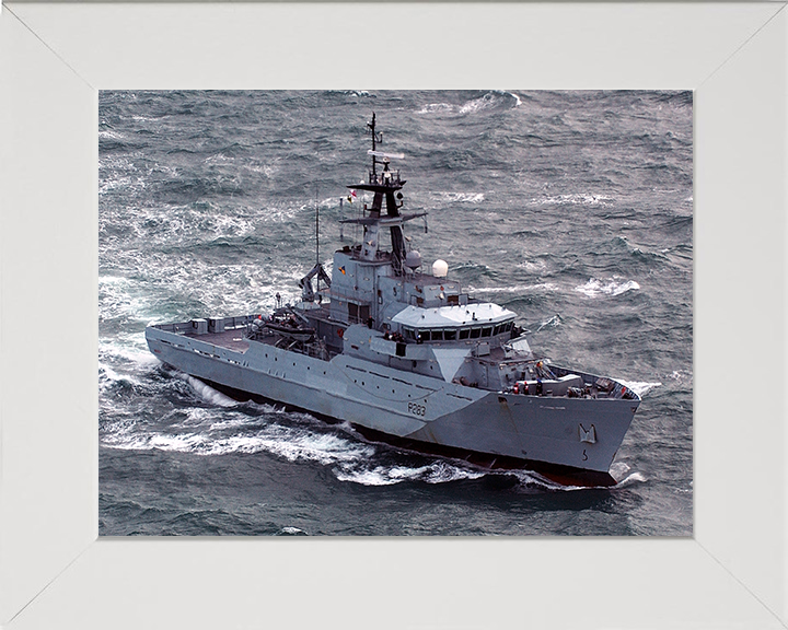 HMS Mersey (P283) Photo Print - At Sea 2004 - Royal Navy River Class Patrol Vessel Hampshire Prints 10 x 8 White Frame No